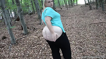 A Voluptuous Young Woman With Attractive Curves Indulges In Oral And Vaginal Pleasure With Her Partner In A Woodland Setting.