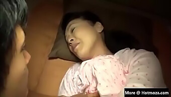 Japanese Man Has Sex With A Sexy Stepmom In Front Of His Dad