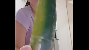 Latina Beauty Enjoys Anal And Gives A Messy Handjob With Cucumber