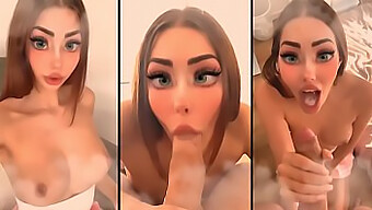 Ahegao Princess Gives A Sloppy Blowjob With Cum In Mouth