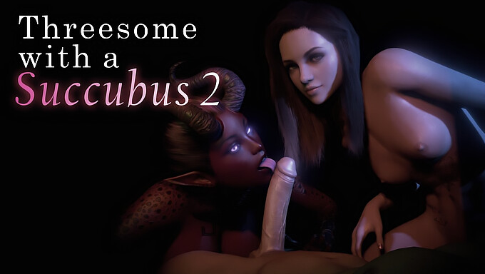 Uma demoness se envolve em um ménage à trois com um casal em uma animação 3D imersiva