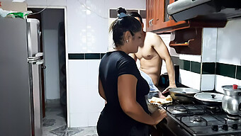 My Mature Stepmother Performs An Amazing Oral Sex Act In The Kitchen