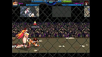 Roxy Og Fighterlv1 Konkurrerer I En Risque Pixelated Match