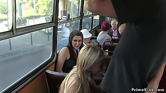 Amateur Blonde Receives Facial In Public Transport