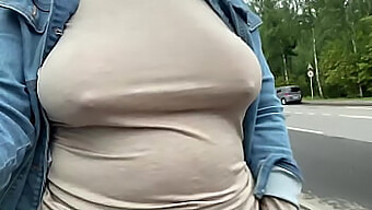 Wife'S Public Exhibition Of Mature, Sagging Breasts And Nipples