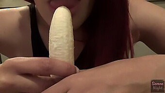 Latina Beauty Struggles With Oral Pleasure On A Banana