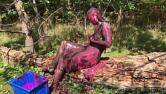 Adorable Girl Covered In Mud And Gunk In Steamy Pink