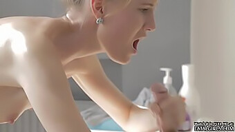 A Young And Attractive Woman Gives Oral Sex And Has Intercourse On A Massage Table