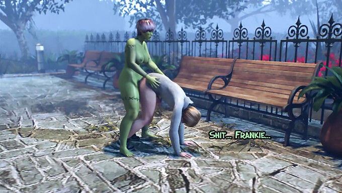 A 3D animated Shemale Zombie engages in sexual activity with a man, featuring Futanari elements