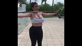 Latina Milf With Big Natural Tits Exercises At Home